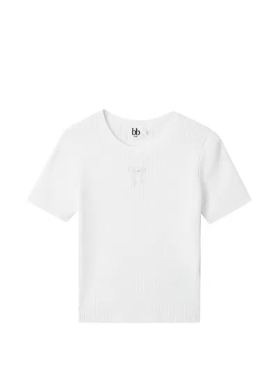 B+ab Ribbed-knit Short-sleeve T-shirt In White