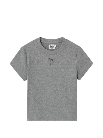 B+ab Ribbon-detail T-shirt In Gray