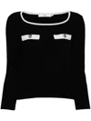 B+ab Round-neck Cropped Knitted Top In 黑色