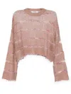 B+ab Round-neck Long-sleeved Knitted Top In 粉色