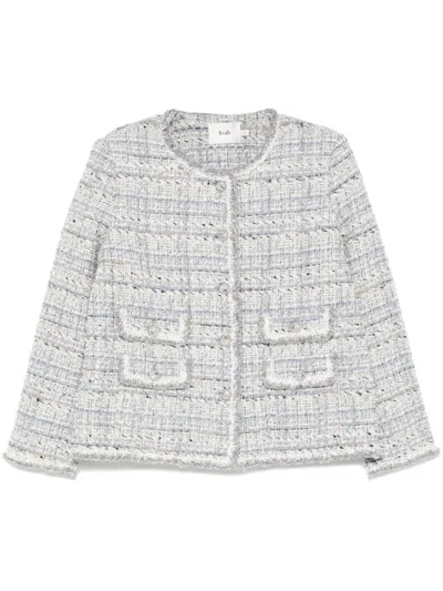 B+ab Round Neck Tweed Jacket In Blau