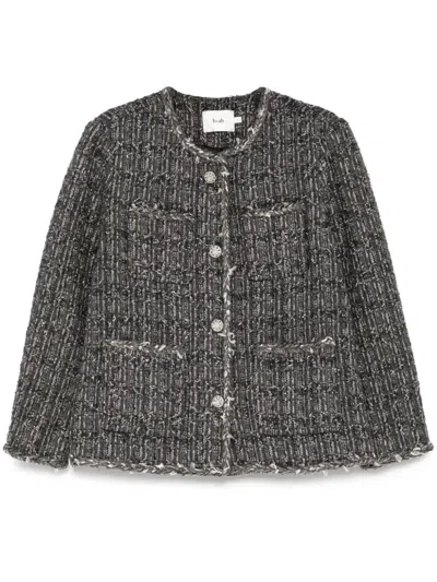 B+ab Round Neck Tweed Jacket In Grey
