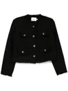 B+ab Round Neck Tweed Jacket In Schwarz