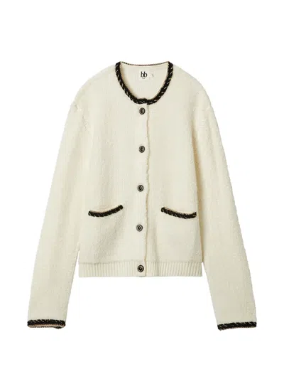 B+ab Cardigan Mit Rundem Ausschnitt In White
