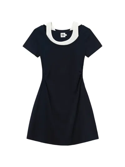 B+ab Round-neck Mini Dress In Blue