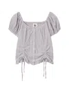 B+ab Ruched Button-front Top In Purple