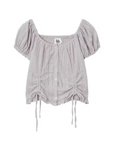 B+ab Ruched Button-front Top In Purple