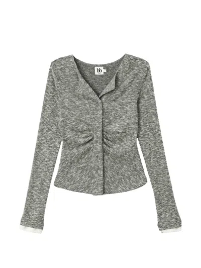 B+ab Ruched Marl-knit Cardigan In Gray