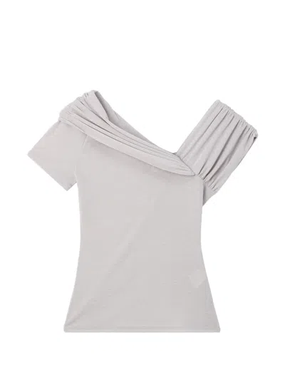 B+ab Ruched Off-shoulder Blouse In Gray