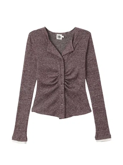 B+ab Ruched Ribbed-knit Cardigan In Multi