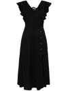 B+ab Ruffle-detail V-neck Midi Dress In Black