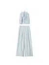 B+ab Ruffled Button-front Jumpsuit In Blue