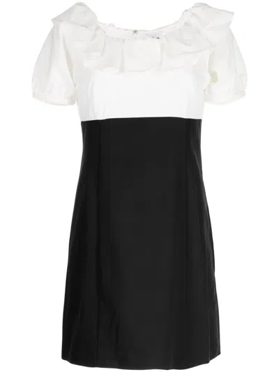 B+ab Ruffled-collar A-line Minidress In Weiss