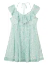 B+ab Ruffled Floral-print Mini Dress In Blue