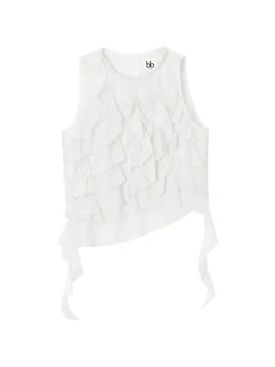 B+ab Ruffled Lace-trim Blouse In White