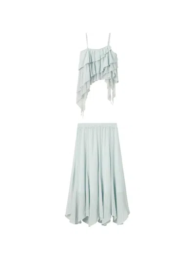 B+ab Ruffled Lace-trim Dress In Green