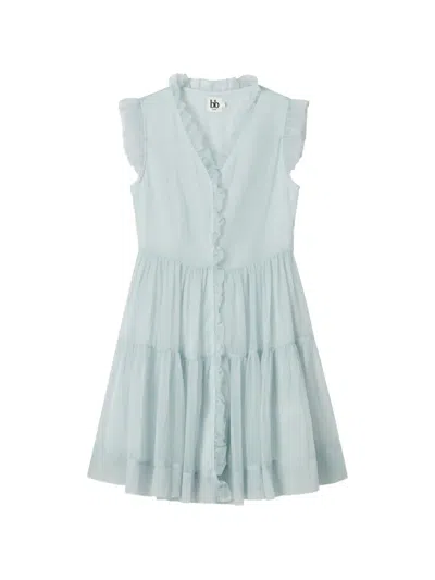 B+ab Ruffled Mini Dress In Blue
