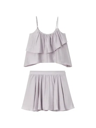 B+ab Ruffled Mini Shorts Set (set Of Two) In Gray