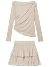 B+ab Ruffled Mini Skirt In Neutrals