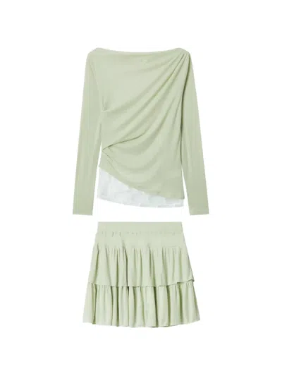 B+ab Ruffled Mini Skirt Set In Gray