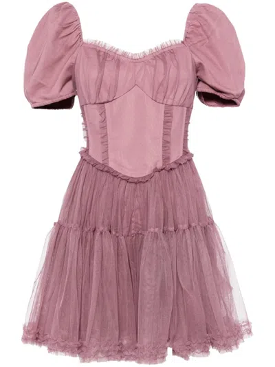 B+ab Ruffled Panelled Minidress In Purple
