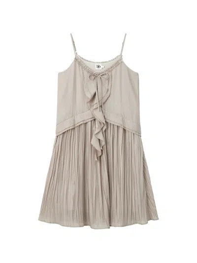 B+ab Ruffled Pleated Mini Dress In Neutral