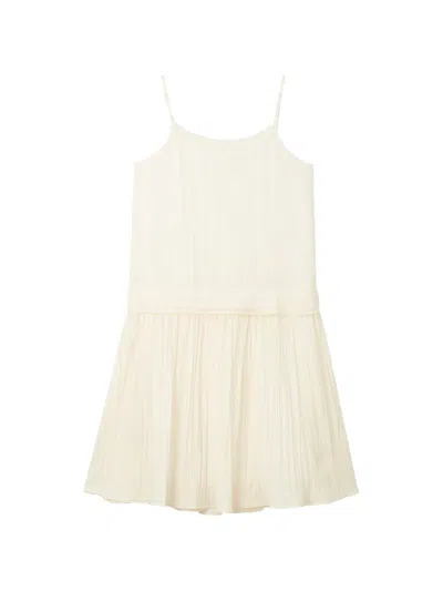 B+ab Ruffled Pleated Mini Dress In Neutral