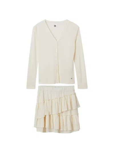 B+ab Ruffled Tiered-skirt Set In White