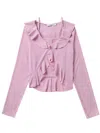 B+ab Ruffled Top And Cardigan Set In Purple