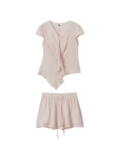 B+ab Ruffled-detail Short Set In Pink