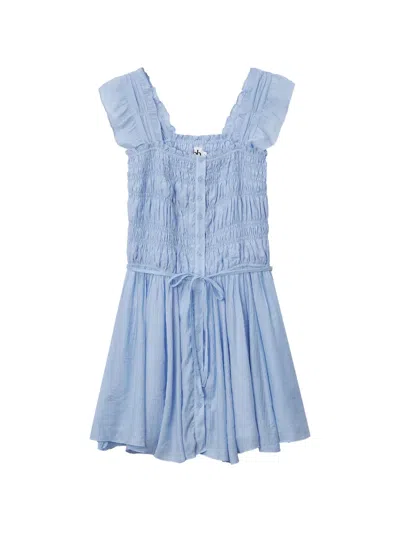 B+ab Ruffled-sleeve Mini Dress In Blue