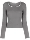B+ab Scallop-collar Ribbed Jumper In Grey