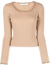 B+ab Scallop-edge Ribbed-knit Jumper In Neutrals