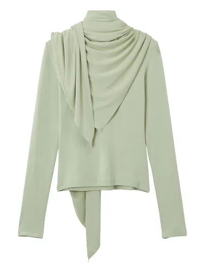 B+ab Scarf-neck Long-sleeve Top In Green
