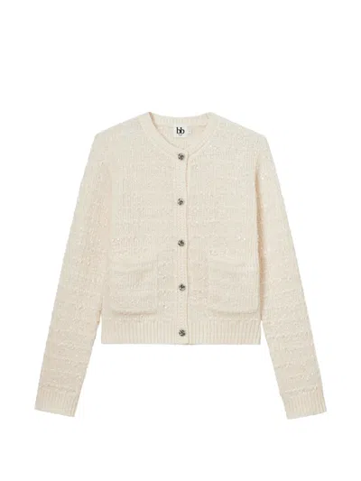 B+ab Sequin-embellished Bouclé Cardigan In Neutral
