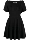 B+ab Short-sleeve Flared Dress In Schwarz