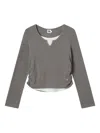 B+ab Side-ruched Long-sleeved T-shirt In Gray