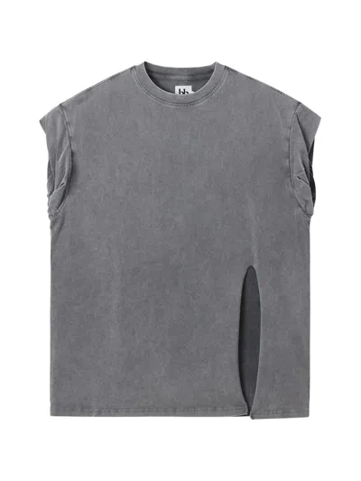 B+ab Side-slit Sleeveless T-shirt In Gray