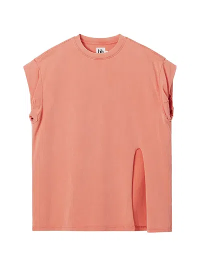 B+ab Side-slit Sleeveless T-shirt In Orange