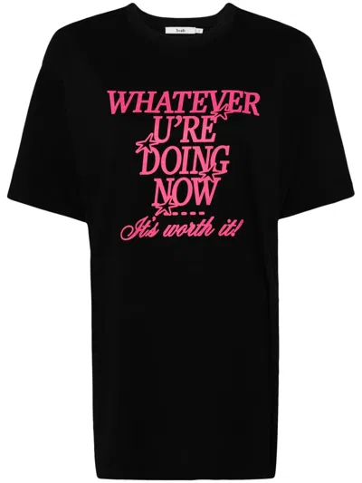 B+ab Slogan-print Cotton T-shirt In 黑色