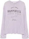 B+ab Slogan-print Long-sleeves T-shirt In Purple