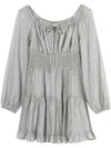 B+ab Smocked Ruffle-hem Minidress In Grey