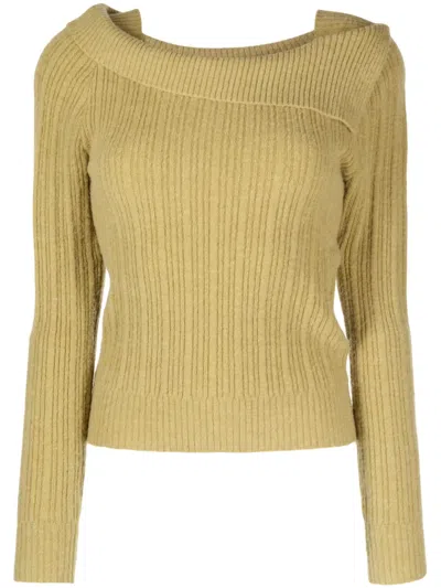 B+ab Square-neck Knitted Jumper In Green