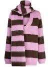 B+ab Stripe-pattern V-neck Jumper In Violett
