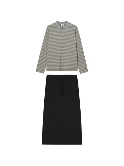 B+ab Striped A-line Midi Skirt Set (set Of Two) In Gray
