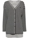 B+ab Striped Button-up Cardigan In Black