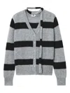 B+ab Striped Cardigan In Gray