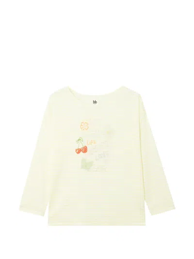 B+ab Striped Long-sleeve Graphic-print T-shirt In Yellow