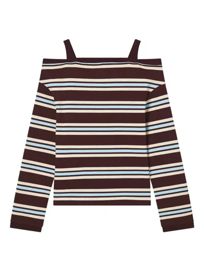 B+ab Striped Off-shoulder Top In Blue