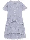 B+ab Striped Scallop-trim Minidress In Blue